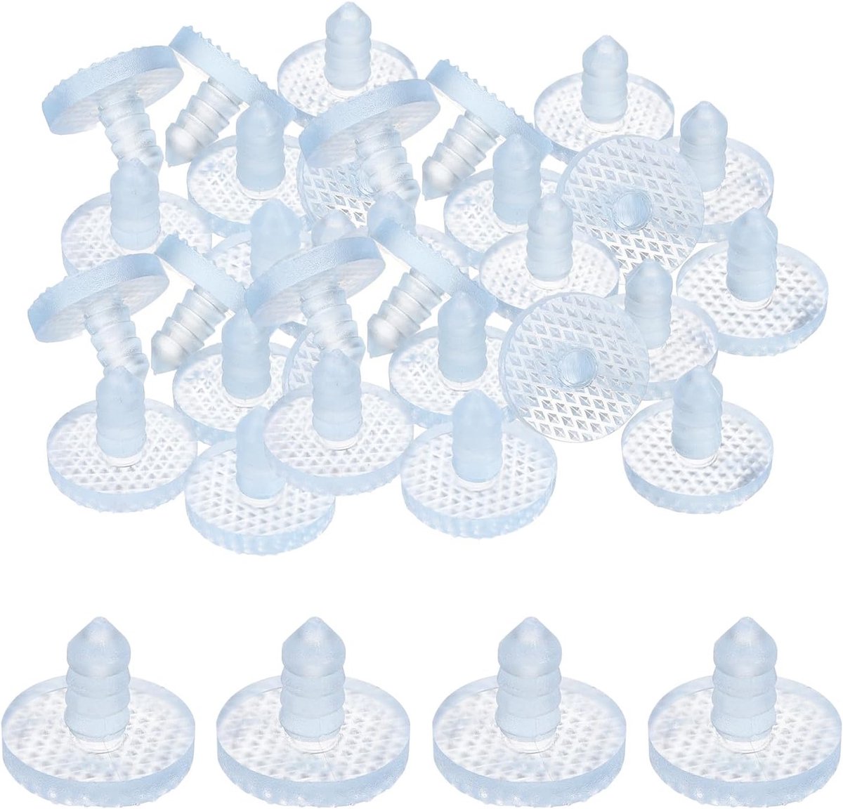 30 stuks glasplaatbuffers met steel, 22 mm, meubel-glasplaten-antislippads, transparante rubberen handgrepen, tafelafstandhouders voor 7,5 mm gat tafelmeubelkast