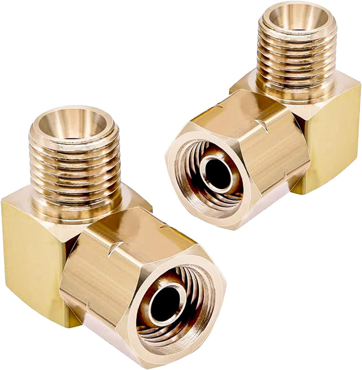 Set van 2 koperen gas hoekaansluitingen 1/4 links 90° - Gasadapter voor camping, gasleiding, camper, caravan