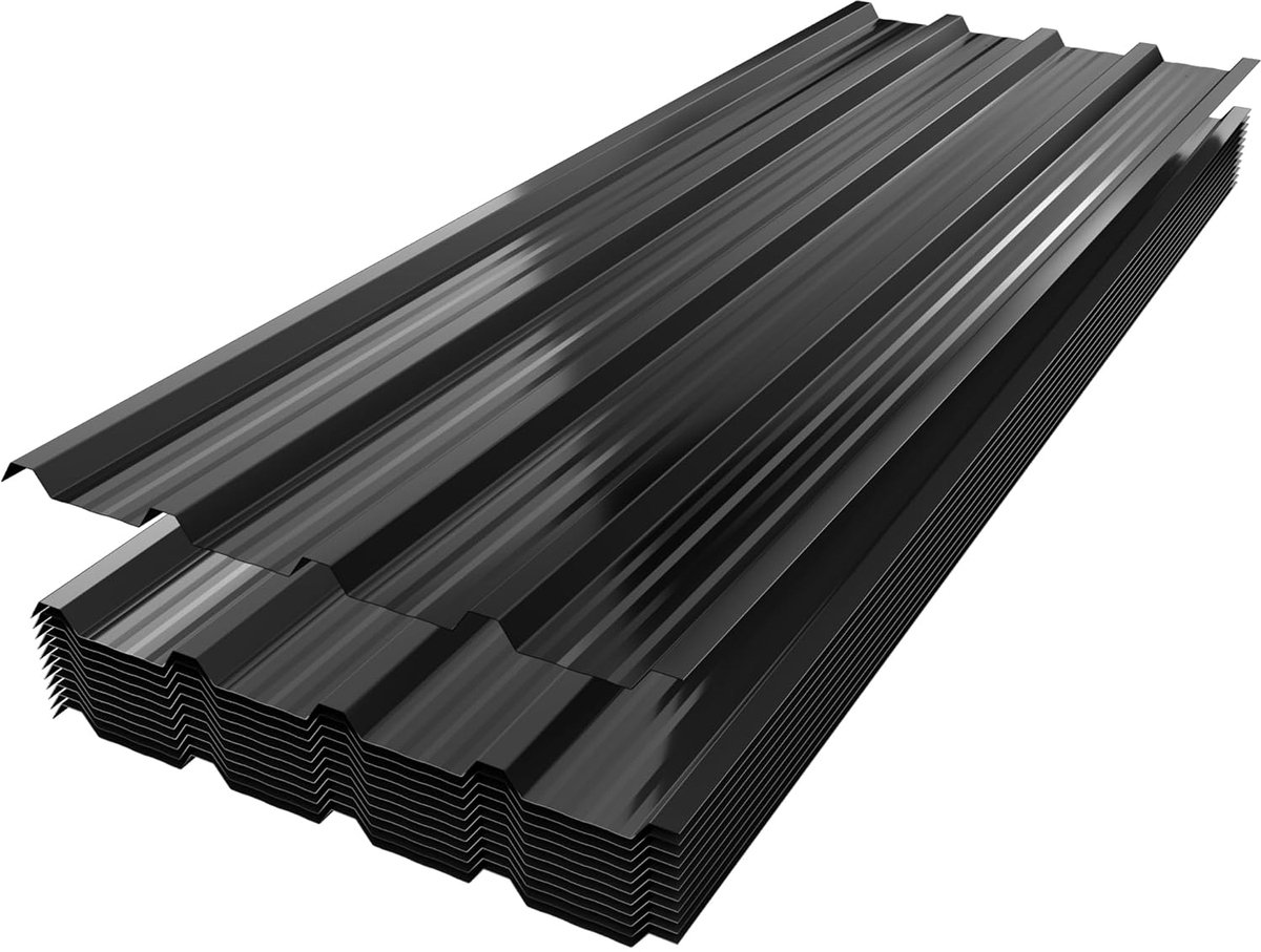 Trapeziumplaat, 12 stuks, verzinkt staal, 129,5 cm x 45 cm = 6,99 m², dakplaten voor gereedschapshuis, dakplaten 0,25 mm, incl. 120 schroeven en handschoenen, plaatstaal voor garage, tuinhuis