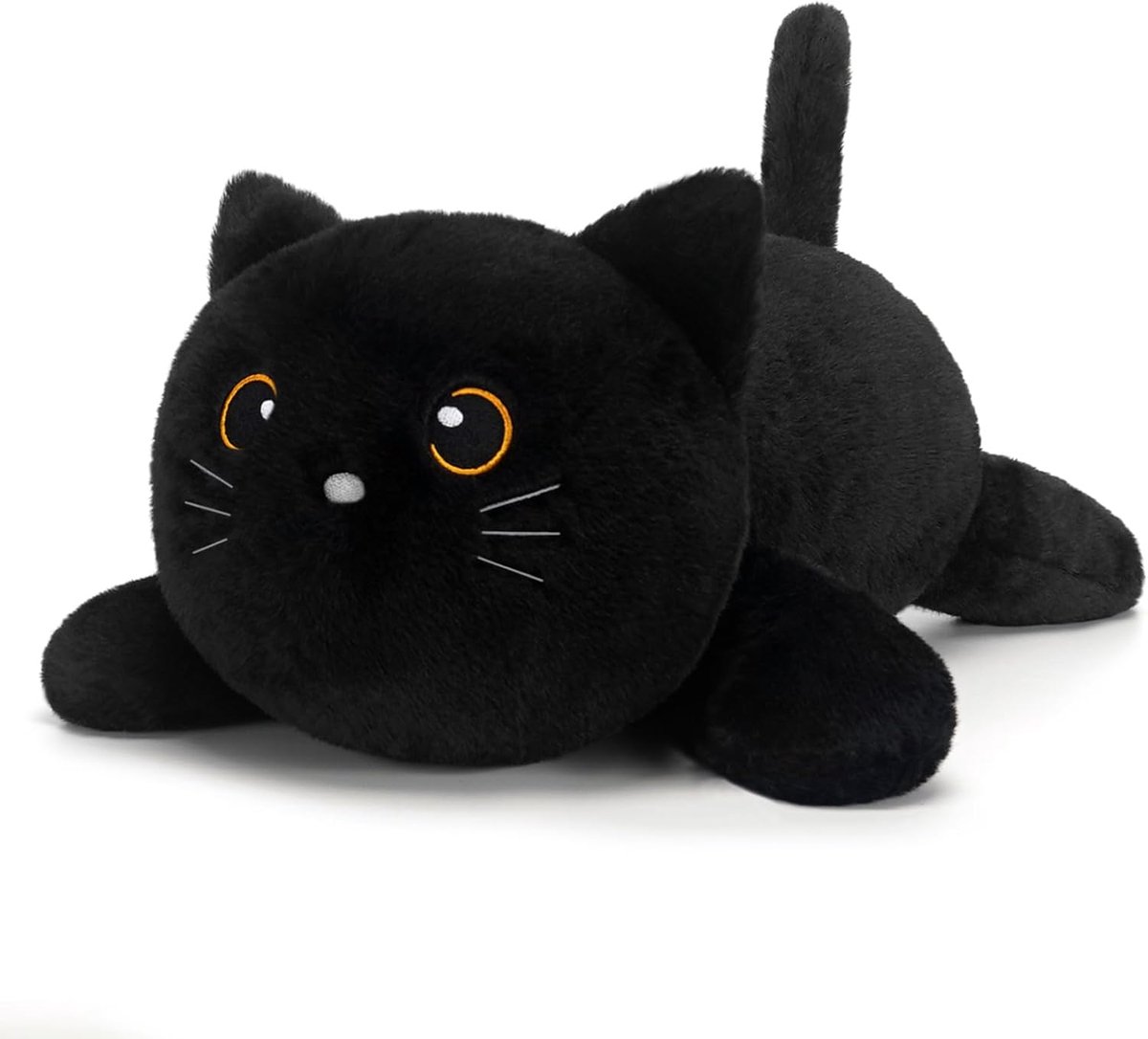 Gewogen kat, knuffeldier, zwarte kat, pluche dier, knuffeldierkussen met gewicht, schattige pluche dieren, katten voor kinderen en volwassenen, 25 cm