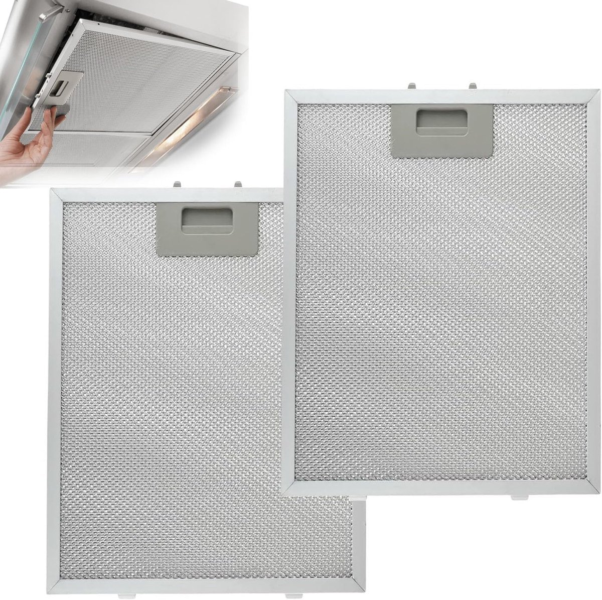 2 stuks afzuigkap filter, aluminium filter, wasbaar vetfilter, metalen vetfilter voor afzuigkappen van vele grote merken (320 x 260 mm)