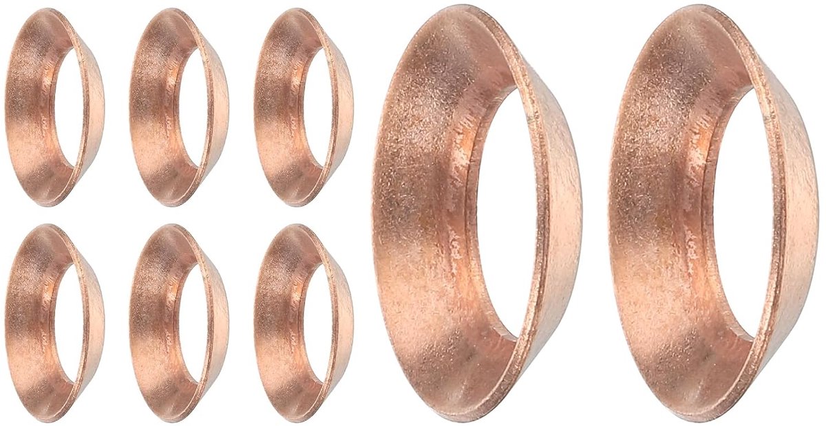 8 stuks koperen flensafdichtingen, geschikt voor 1/2 inch buisgrootte, 45 graden koperen flensfittingen voor airconditioning, koelsysteemaccessoires