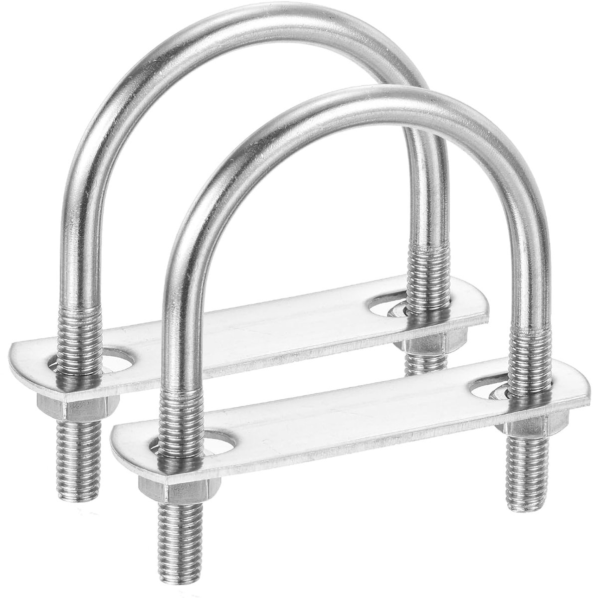 Ronde U-beugel, 2 stuks 2,24 inch (57 mm) binnenbreedte 84 mm lengte M8 met moederplaat sluitring 304 roestvrij staal ronde buig-U-beugel voor boottraileras zeilboot
