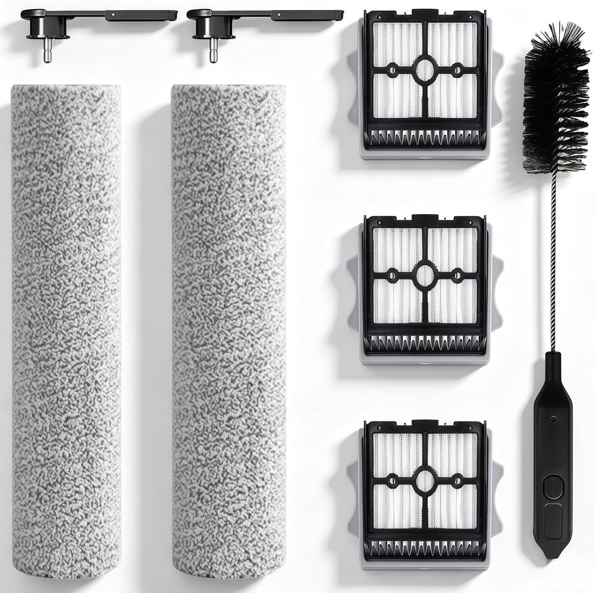 2 borstelrollen, 1 handvat voor borstelrol, 3 filters, 1 reinigingsgereedschap voor Tineco Floor One Stretch S6/ Switch S6/S6 stretch lite/S7 Stretch Ultra/S9 Artist, reserveonderdelen