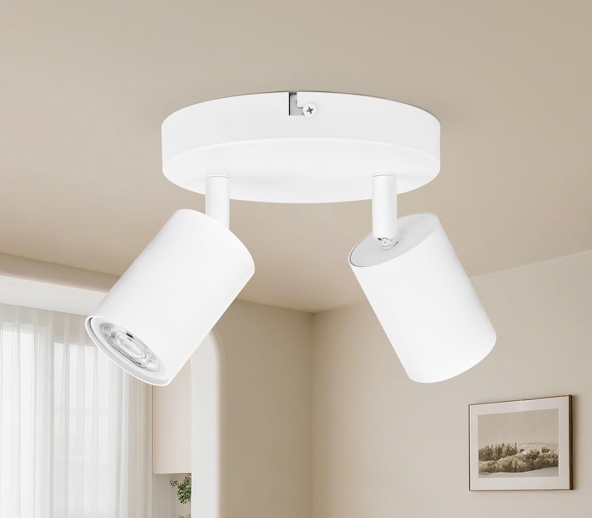 Plafondspot 2 spots rond, LED plafondlamp draaibaar, GU10 plafondlamp spot, moderne spot lamp wandspot wit voor woonkamer slaapkamer keuken (zonder lamp)
