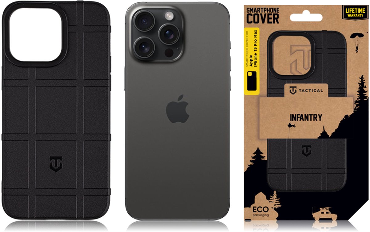 Tactical Infantry hoesje - Geschikt voor iPhone 15 Pro Max - Black