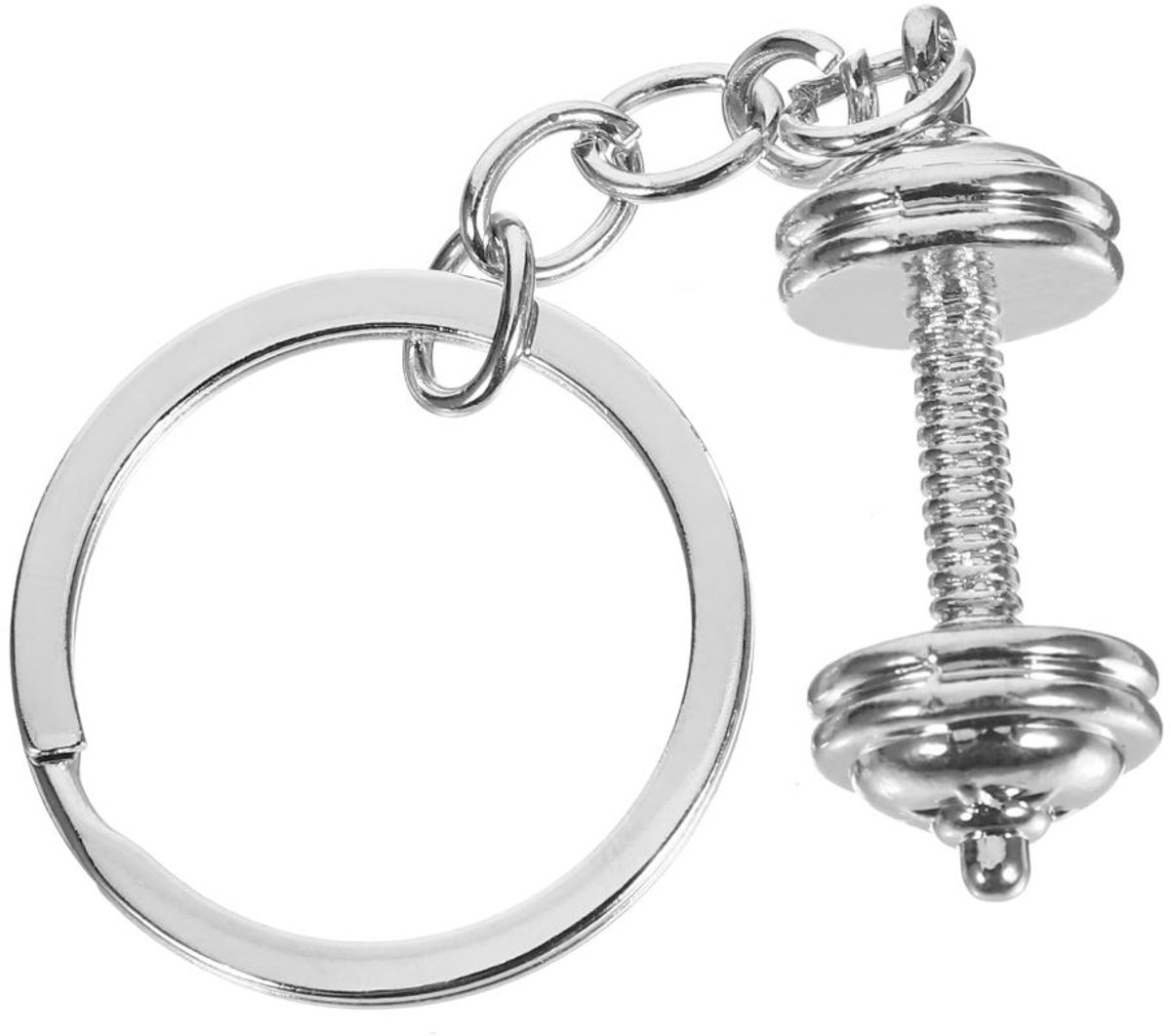 Dumbbell sleutelhanger - Halter - Gewicht - Fitness - Gym accessoire - Gewichtheffen - Krachttraining - Bodybuilding - Sportschool - Keychain dumbbell - Gym keychain - Sport cadeau - Zilver - Jonyx