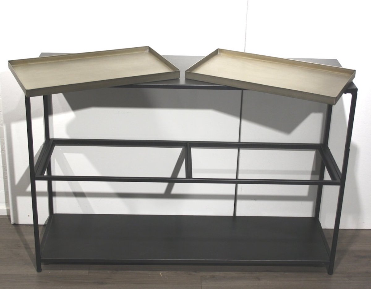 Side table zwart metaal 120x36x80,5cm