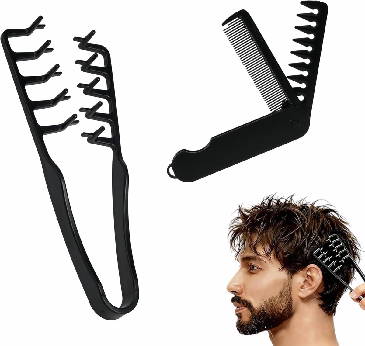 Krulkammen set voor mannen en vrouwen - volume en textuur - voor kort haar en baard - ideaal voor thuisgebruik - SnelShoppen