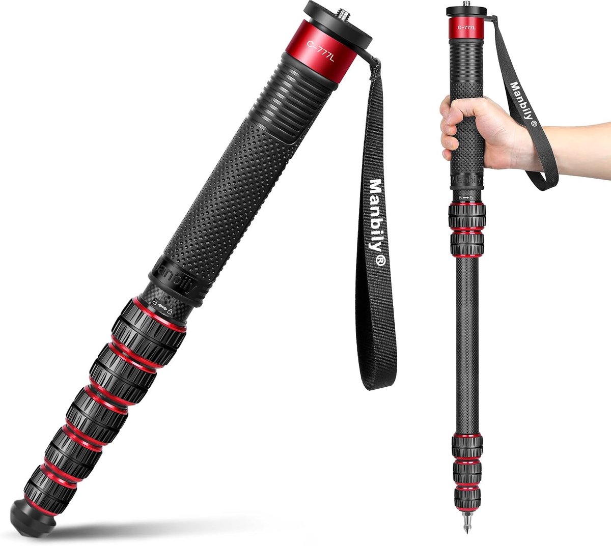 Camera Monopod 175cm - Carbon Fiber - Compact en lichtgewicht - Ideaal voor DSLR en videocamera - SnelShoppen