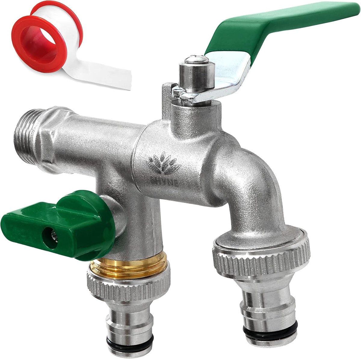 Dubbele waterkraan 1/2'' inch - Messing - Roest- en vorstbestendig - Perfect voor tuin en regenton - SnelShoppen