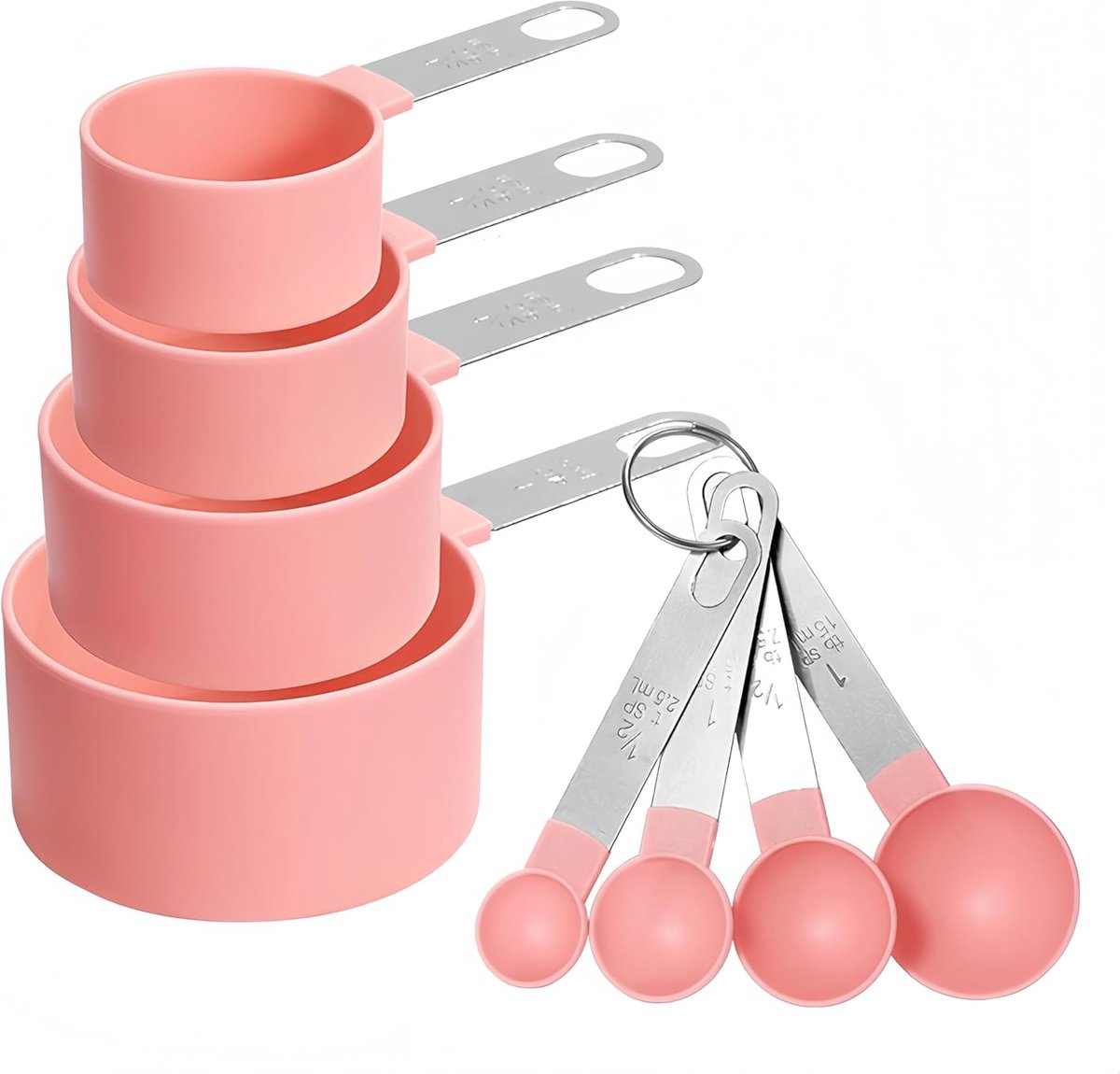 Meetbekers set van 8 - RVS nesting cups en mini lepels - nauwkeurige maatverdeling - SnelShoppen