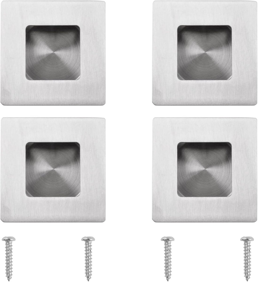 Inbouw vinger Flush Pulls, 4 stuks vierkant zijgat inbouw handvat roestvrij staal ingebedde schuifkast deurgrepen voor lade kast kledingkast kast geborsteld zilver, 50 mm