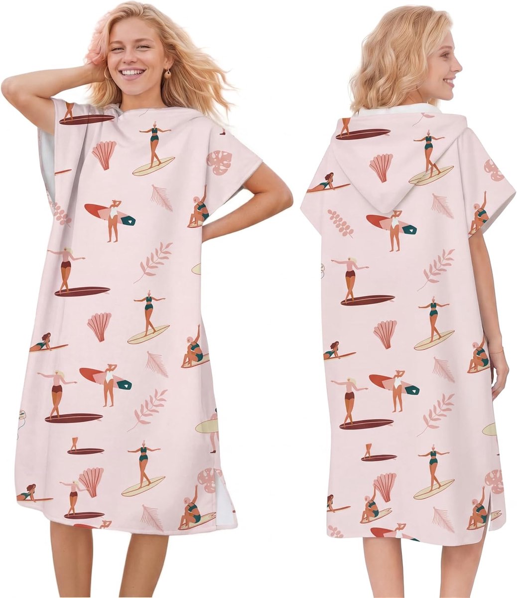 surfponcho, omkleedhanddoek, hoodie voor volwassenen, heren en dames, van microvezel, voor zwemmen, strand, duiken, surfen, thuis, hotsprings, badcape