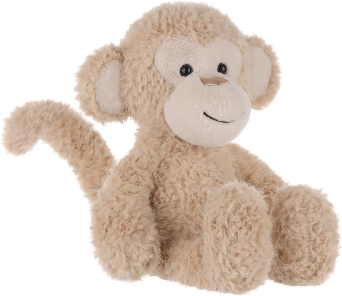 Lamb Happy Monkey Pluche dieren voor kinderen, zacht, schattig knuffeldier voor baby's, meisjes en jongens, pluizige Happy Monkey bruin, 23 cm
