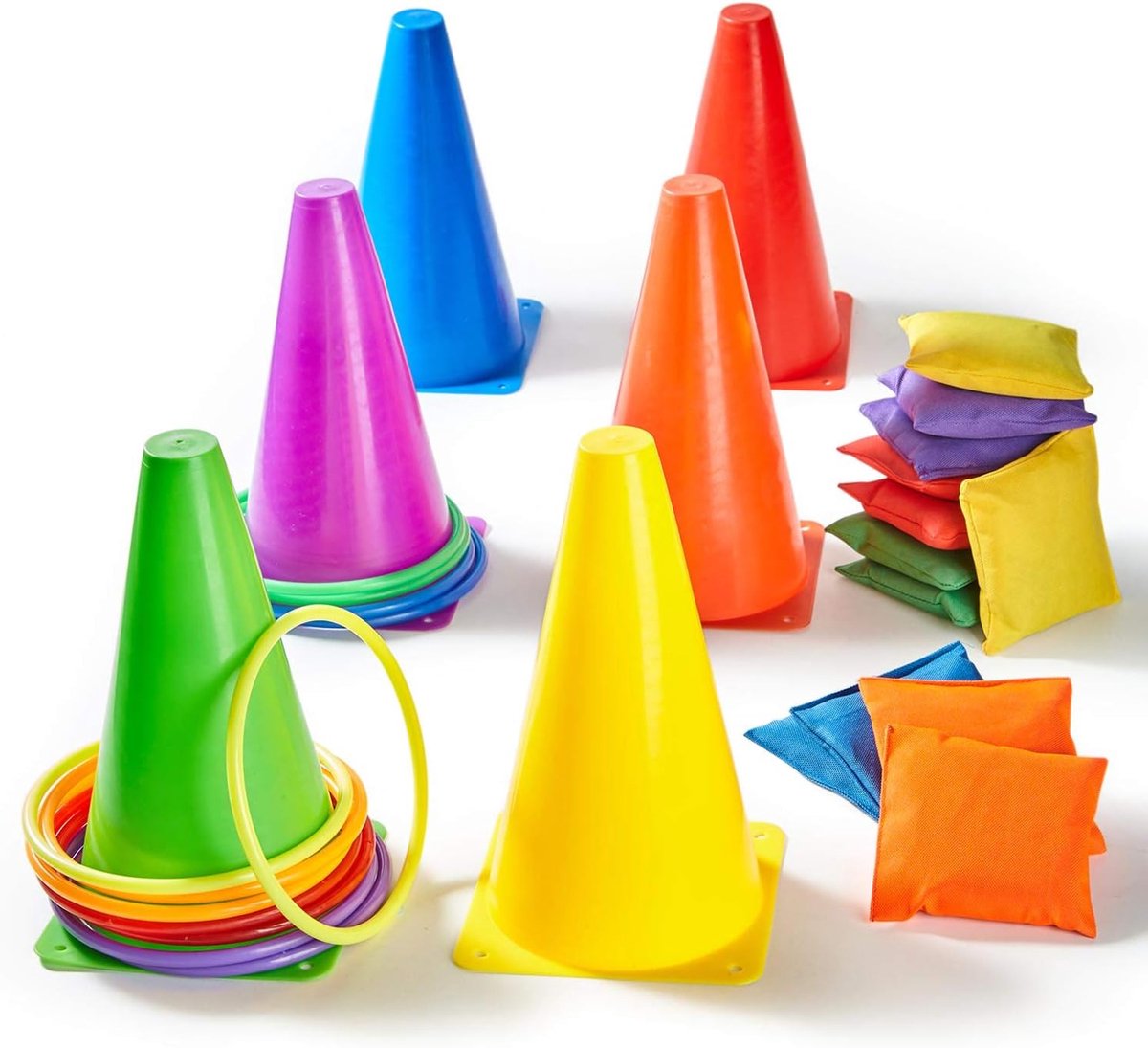 3 In 1 Ring Toss-spel 30 stuks Carnaval Combo Set Met Zitzakken Plastic Kegels Gooien Ringen Voor Kinderen & Volwassen Outdoor Indoor Activiteit