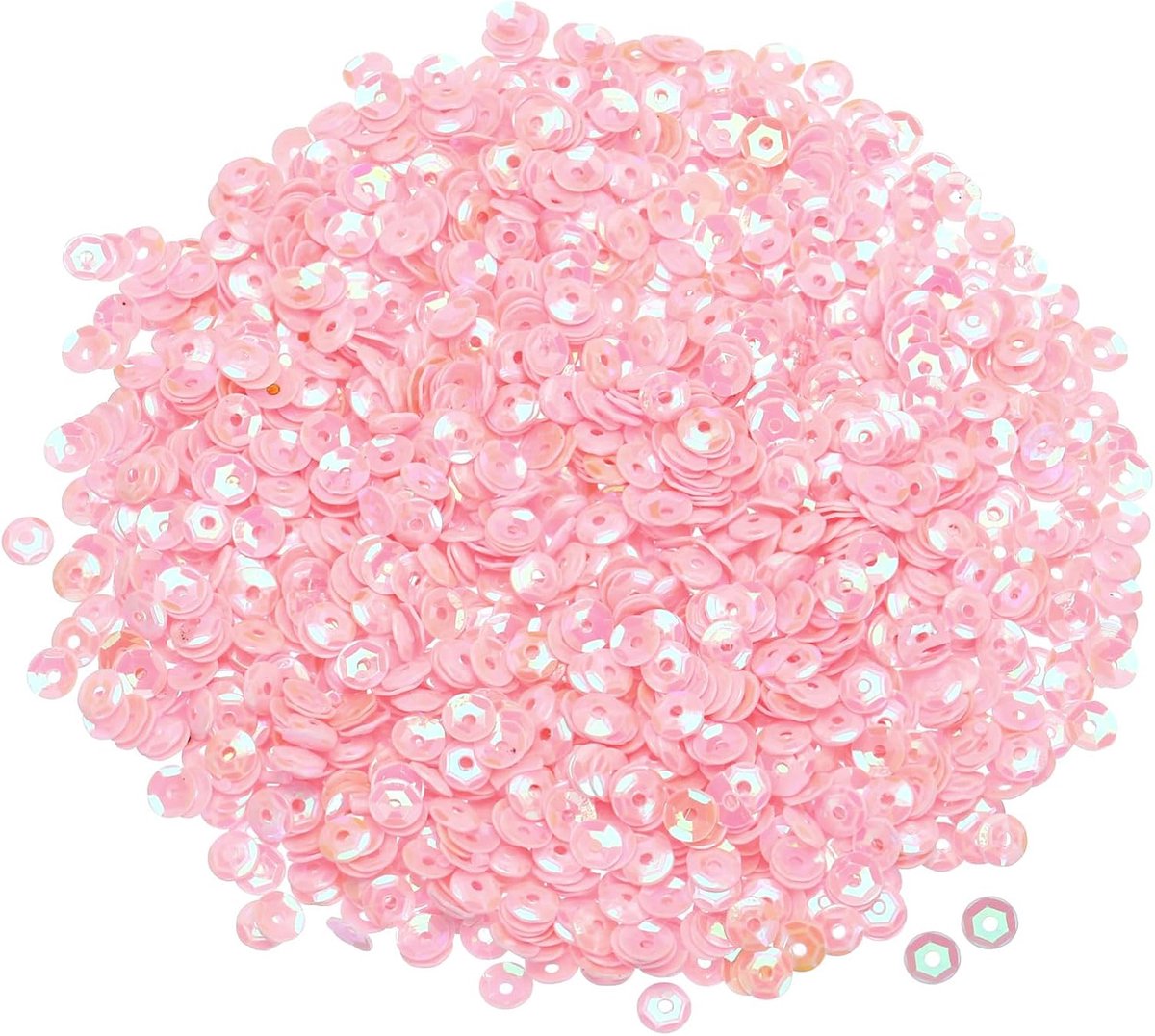 Pailletten, 4 mm, glitterpailletten, 3000 stuks, bekerpailletten, borduurpailletten, voor het maken van sieraden, knutselen, naaien, lichtroze