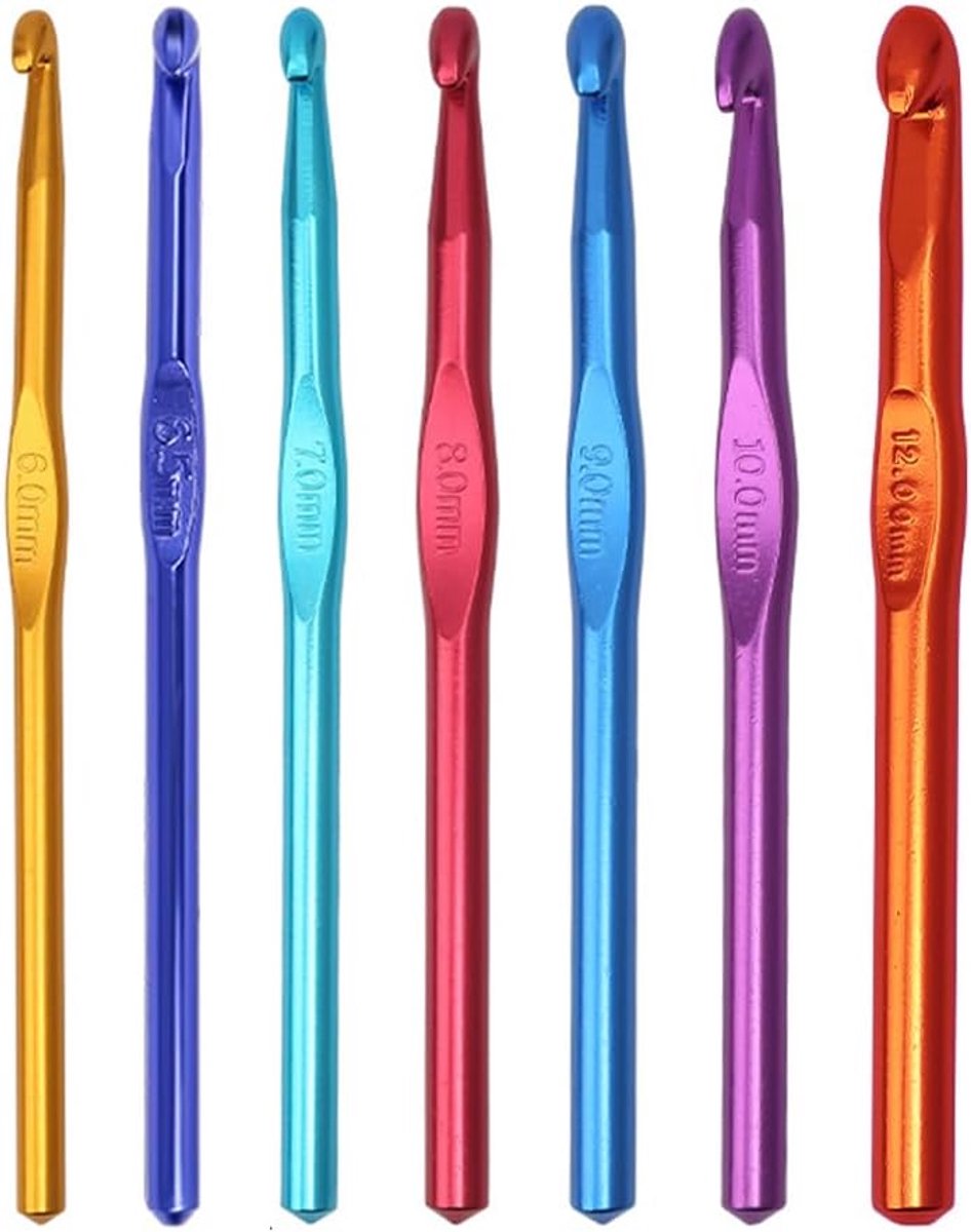 Haaknaalden set - 7-delig haaknaalden set met praktische opbergtas - Grote maten inclusief 10 mm en 12 mm haaknaalden en Tunesische haaknaalden set.