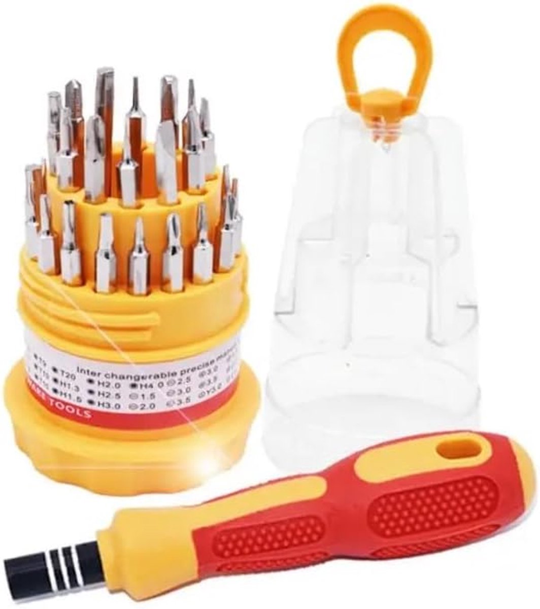31 in 1/1 schroevendraaier set met een set van 30 magnetische bits en ergonomische opbergdoos - boor CROSS, FLAT, TORX, SPECIAL, INBUS
