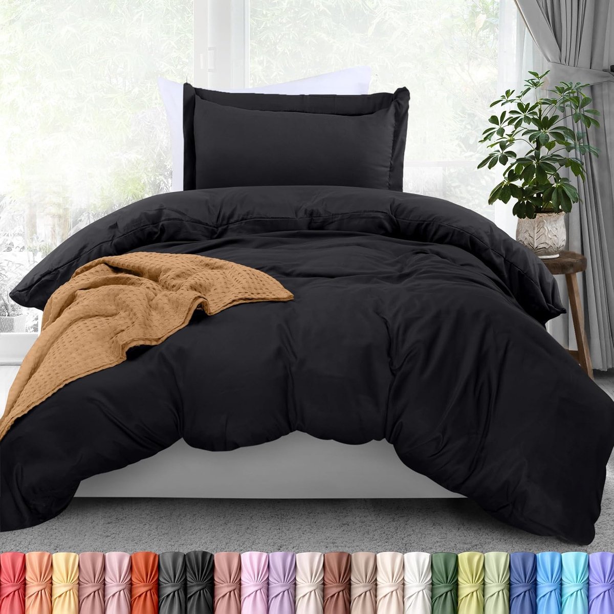 Bedding Tweepersoons dekbedovertrek - 1 dekbedovertrek met 1 kussensloop - 2 stuks dekbedovertrek met ritssluiting - ultrazacht geborsteld microvezel, 168 x 229 cm (Tweepersoons (1 of 2 aparte