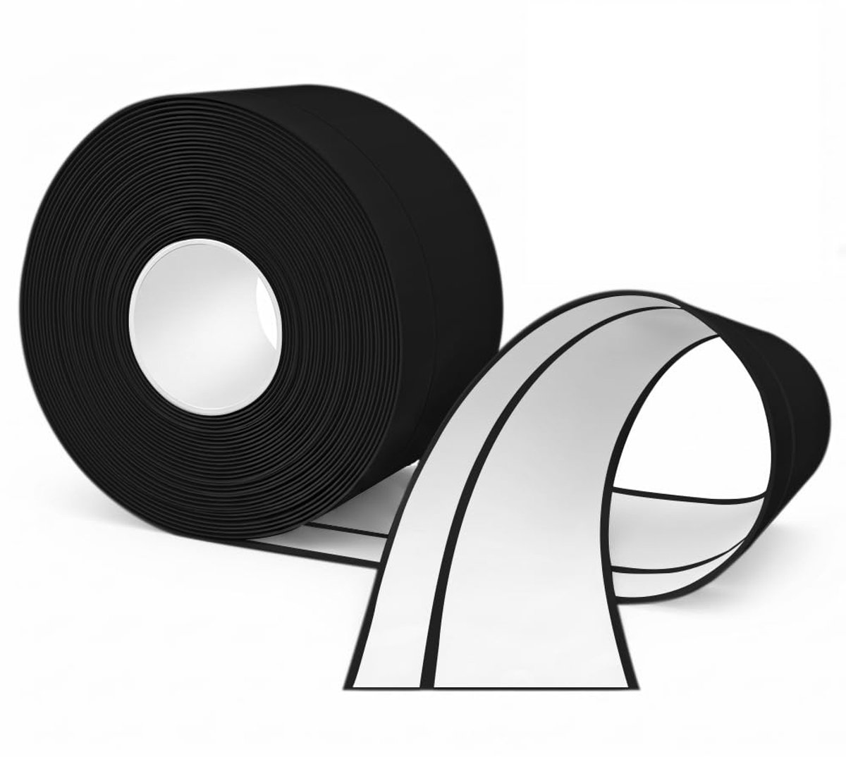 zachte plint, 6M PVC keukenplint 50x20mm, zelfklevende plint voor keuken en badkamer 5x2 zwart