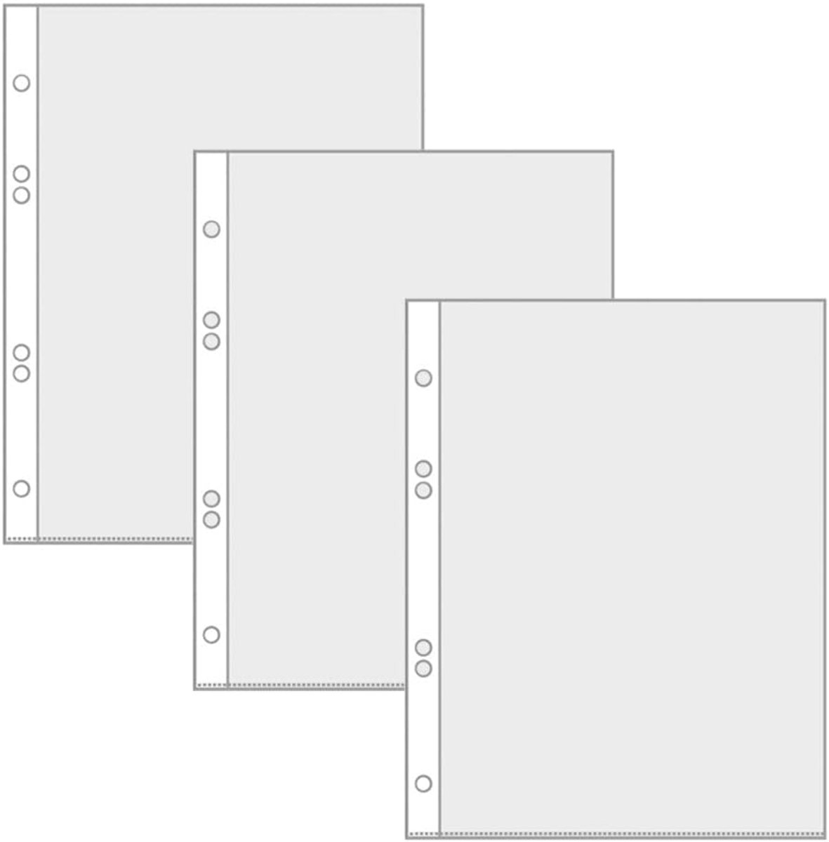 A435531 - Transparante zakken DIN A5, 30 stuks, 75 my, documentbestendig, brochurezakken van glasheldere PP-folie | Documentenechte PP-folie, boven open, 6-voudige perforatie met versterkte heftrand, glashelder en duurzaam