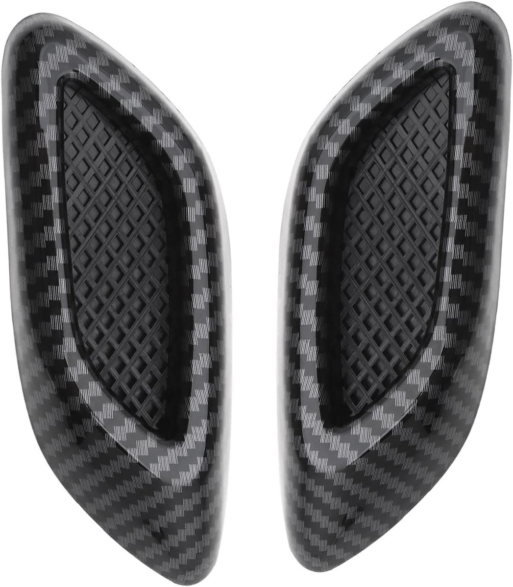 idea 1 Paar Luchtinlaat Cover Universele Auto Decoratieve Luchtstroom Inlaat Scoop Motorkap Zijskirt Ventilatiegat Motorkaprooster Bekleding Carbon Fiber Stijl Sticker