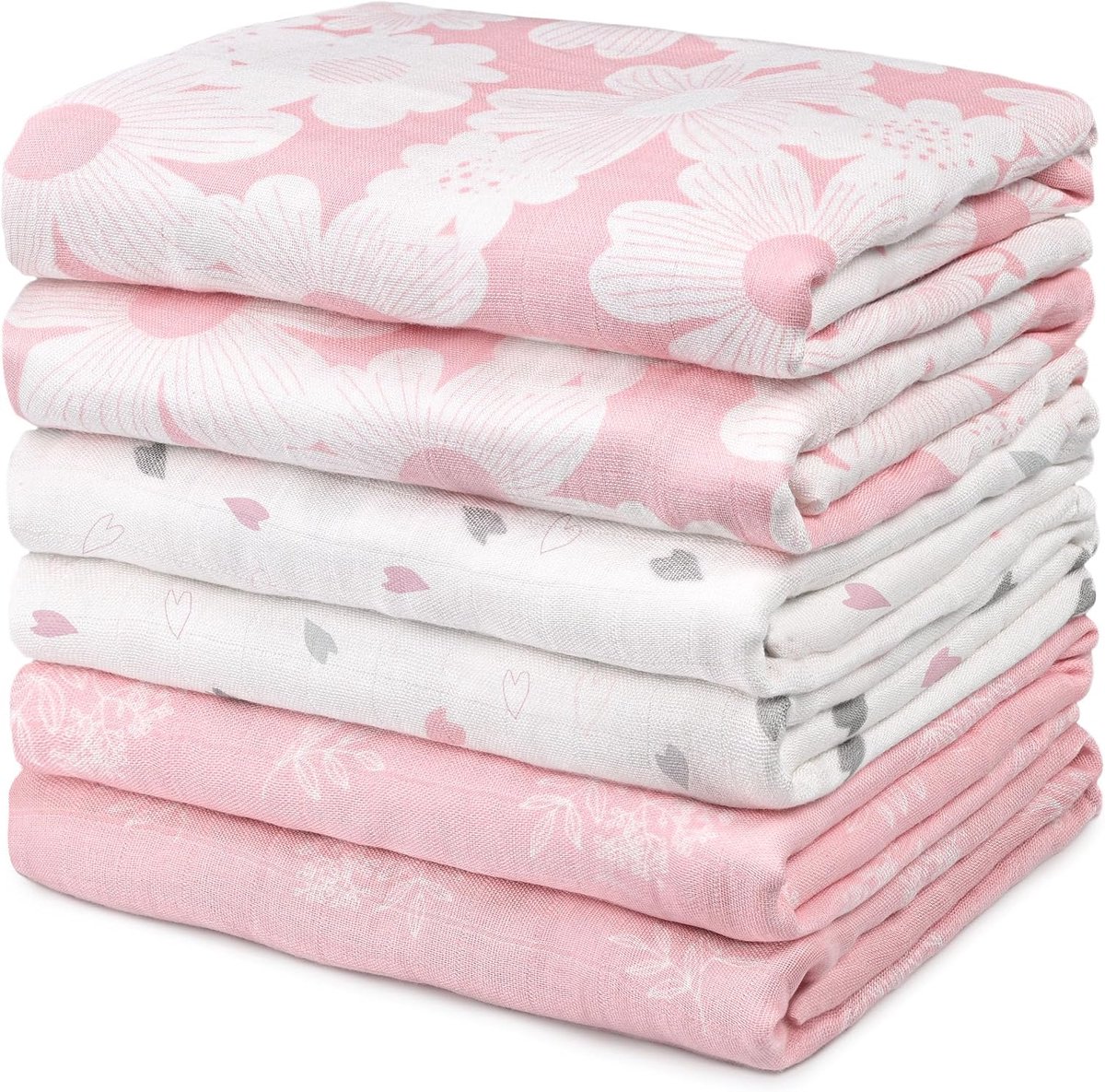 BABY Wikkeldekentjes voor jongens, katoenen mousseline wikkeldekentjes voor meisjes, vierkante dekentjes voor pasgeborenen, ademende en zachte dunne babydekentjes, dubbel absorberende