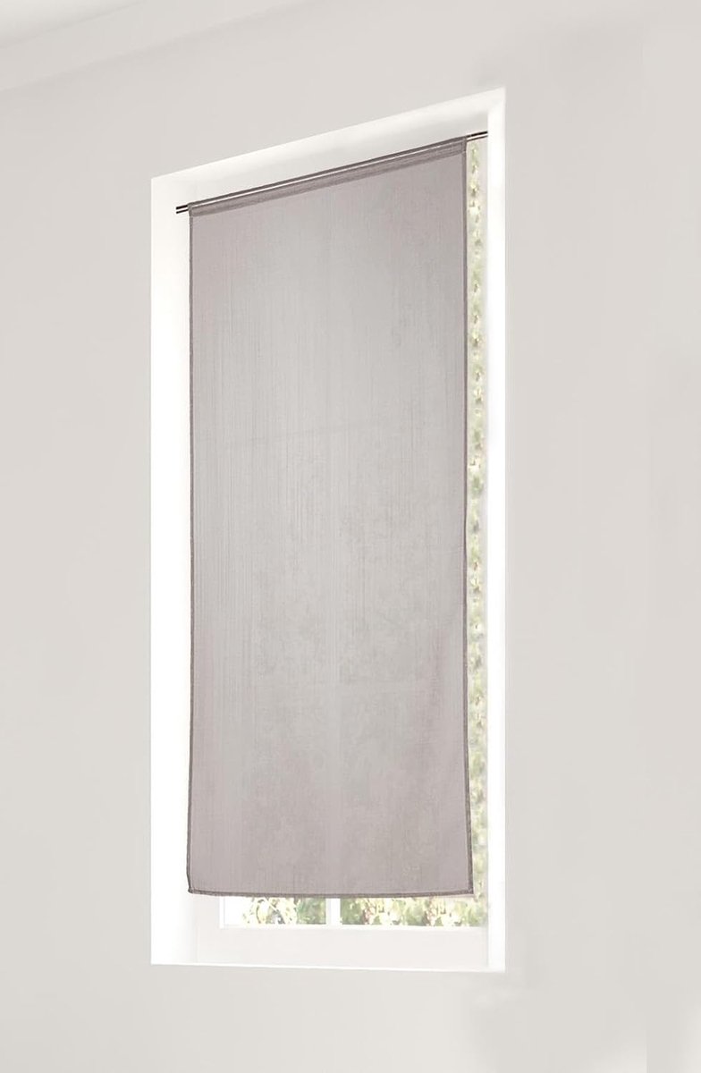 Gordijn voor gordijnroede, grijs, 90 x 200 cm, 100% polyester, Oeko TEX gecertificeerd, geweven en geverfd in Frankrijk, collectie Frosted tamine