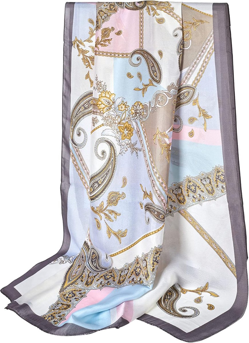 Dames sjaal fijn zijdeachtig groot 180 x 90 cm met kleurrijke prints. Halsdoek doek voor vrouwen. Hoofddoek halsdoek sjaal sjaal zijden sjaal elegant