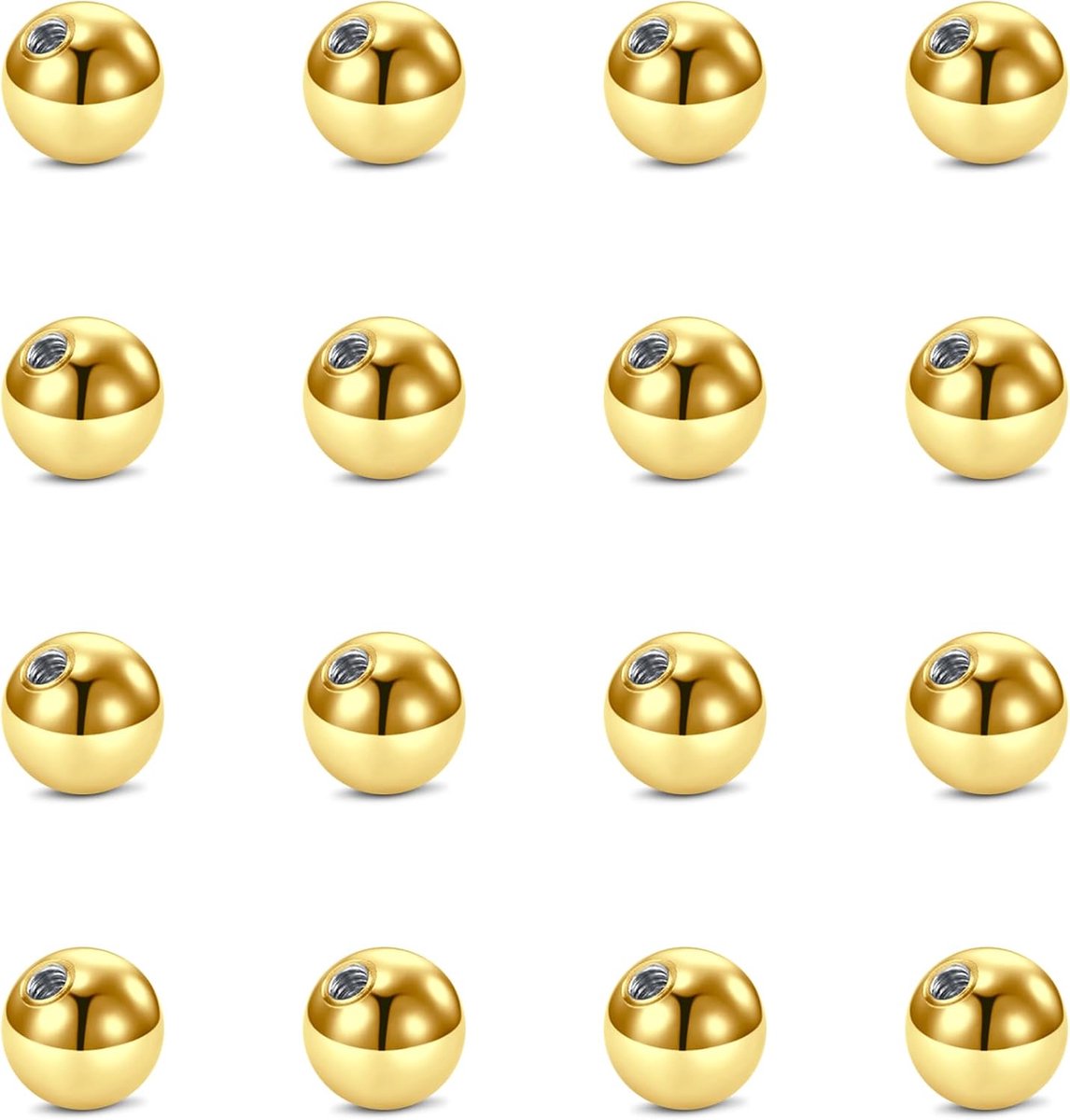 16 stuks piercingballetjes, zilver, 14 G, 16 G, 3 mm, 5 mm, tongpiercing, tong, navelpiercing, voor industriële piercing, sieraden, tong, wenkbrauw
