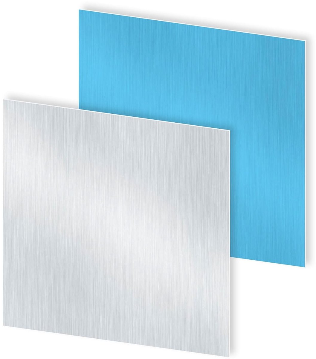 6063 aluminiumplaat met dubbelzijdige beschermfolie, 150 mm x 150 mm x 0,8 mm wanddikte, vierkante aluminiumplaat (2 stuks)