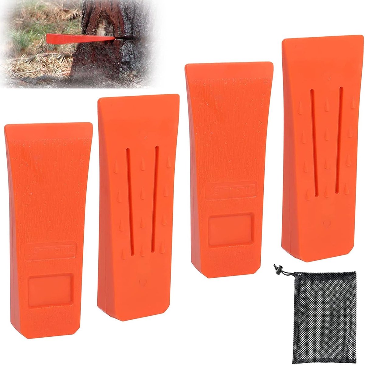 15,2 cm kettingzaag kappenwig met spikes voor veilig kappen, spijkerwig voor hout gemaakt van ABS-kunststof met tas, robuust en duurzaam, bostoebehoren bos, accessoires voor houthakkers (4