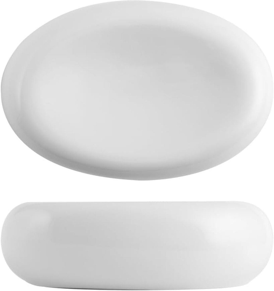 -Cloud 4-delige set borden van hoogwaardig porselein, wit, 15x10x4,5h cm, presentatieborden, professionele borden voor ho.re.ca