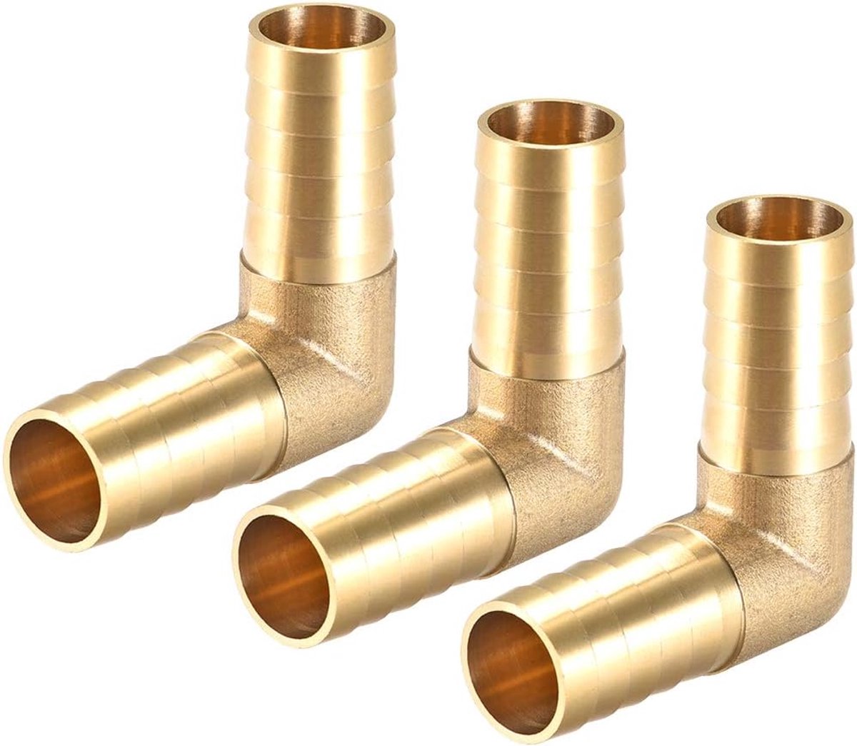 sourcing map 3 stuks slangaansluiting messing 90 graden 19 mm weerhaken voor hoekbuisverbindingen