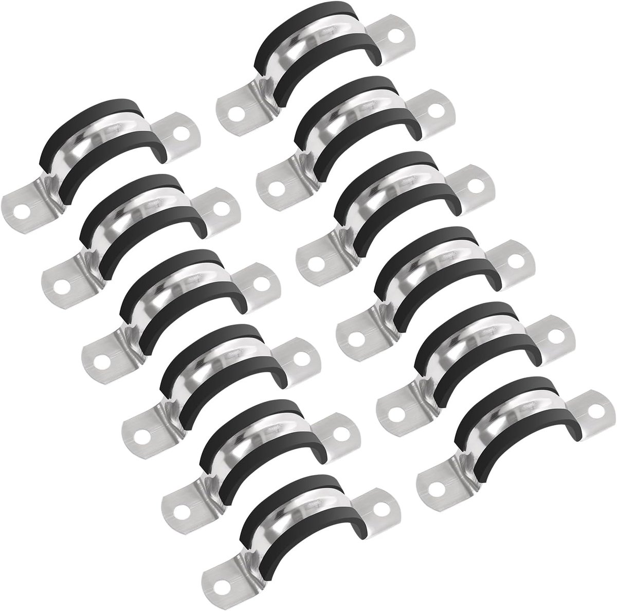 12 stuks versterkte buisklemmen 38mm 304 roestvrij staal 2 gaten stijve U-buisklemmen voor leidingen elektrische leidingen EMT HVAC (12 stuks, 38mm)