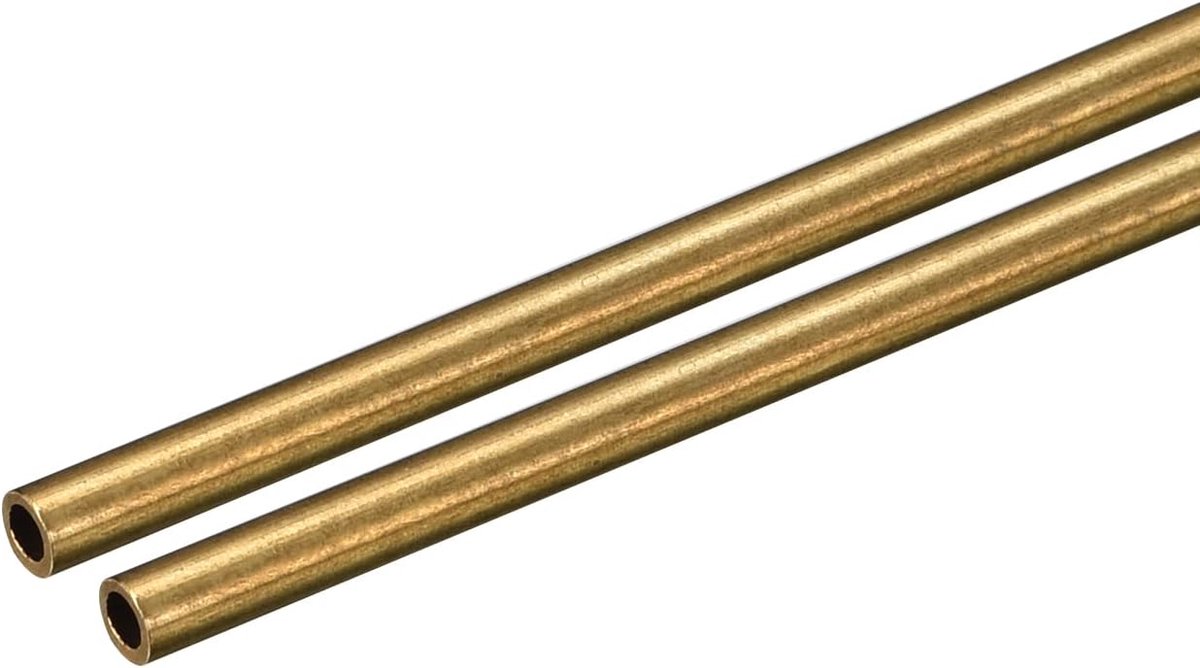 Messing buis, 3 mm buitendiameter 0,5 mm wanddikte 250 mm lengte ronde buis voor industrie, doe-het-zelvers, projecten, 2 stuks