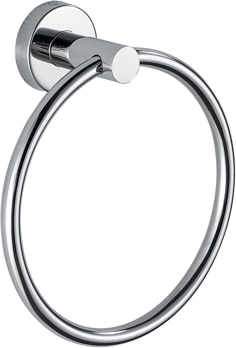 Handdoekring, badkameraccessoires, wandgemonteerde handdoekring, eenvoudig rond roestvrijstalen handdoekrek, voor badkamer en keuken (chroom)