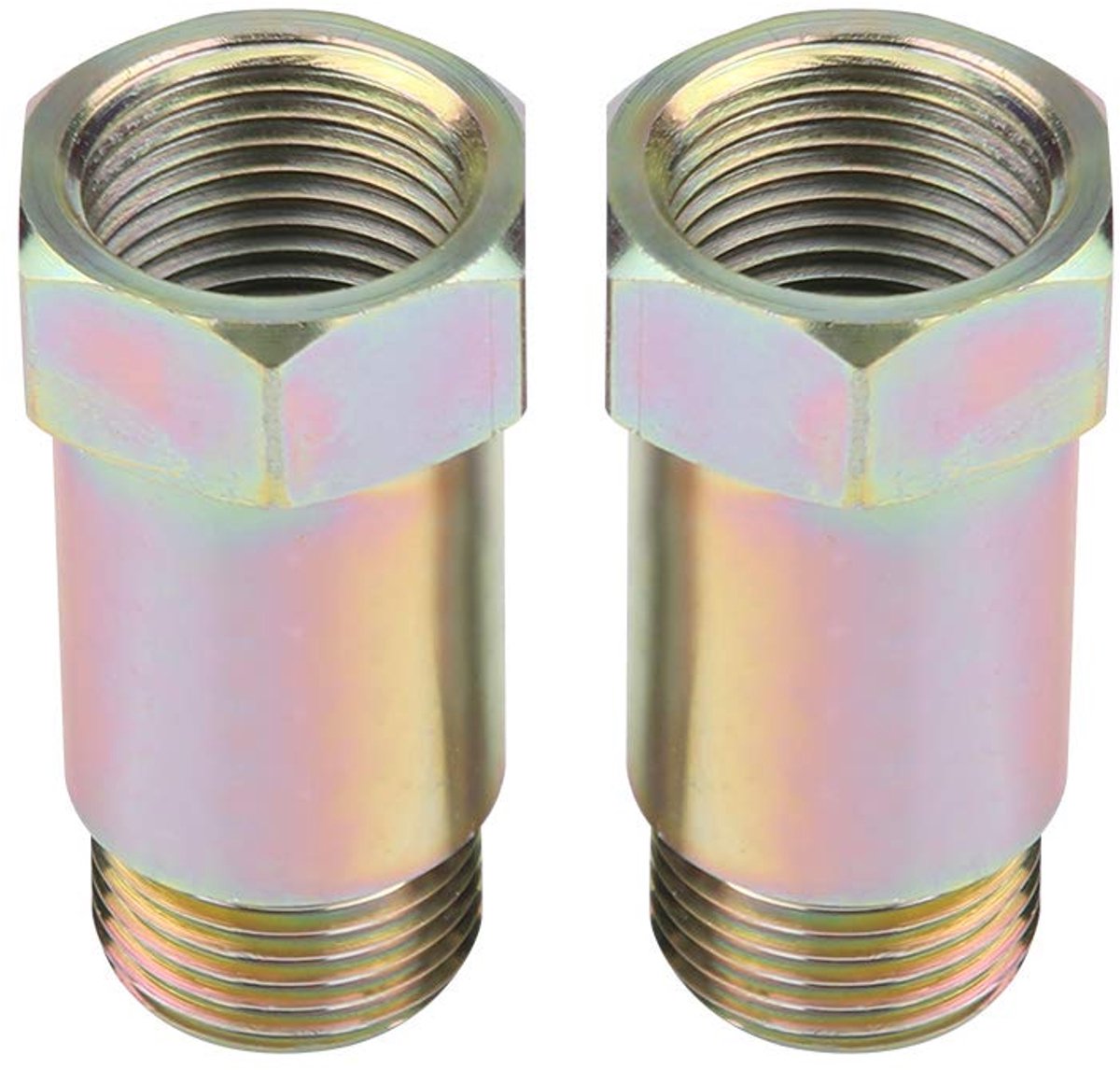 Lambda Sensor Extender Spacer, 2 stuks 45mm M18 * 1.5 O2 Zuurstofsensor Extender Extension Spacer Bungs Adapter Sensor Montage Fitting Bung Accessoires Geel