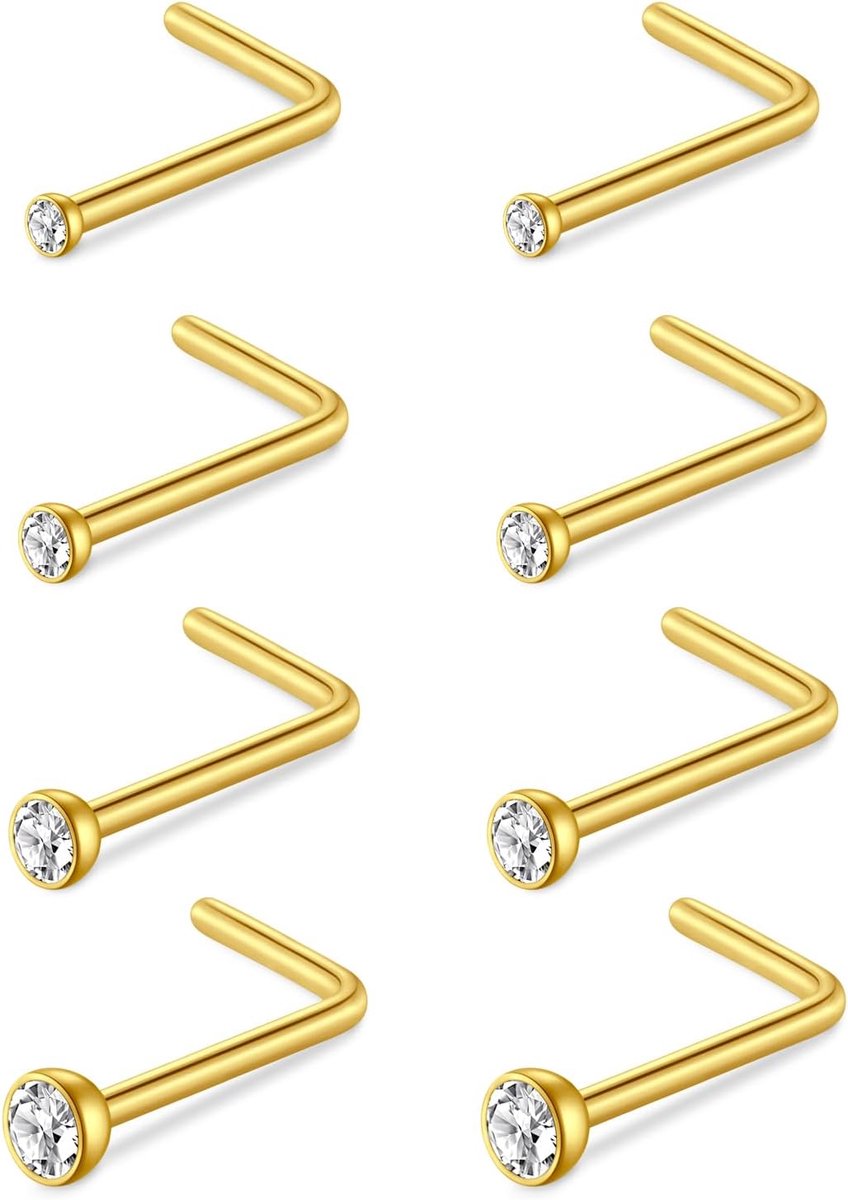 Neus Studs, Neus Ringen Studs Neus Stud L Vormige Roestvrij Staal Diamant Kleine Neus Stud Voor Vrouwen Mannen Kurkentrekker Neus Ringen Neus Piercing Studs Schroef