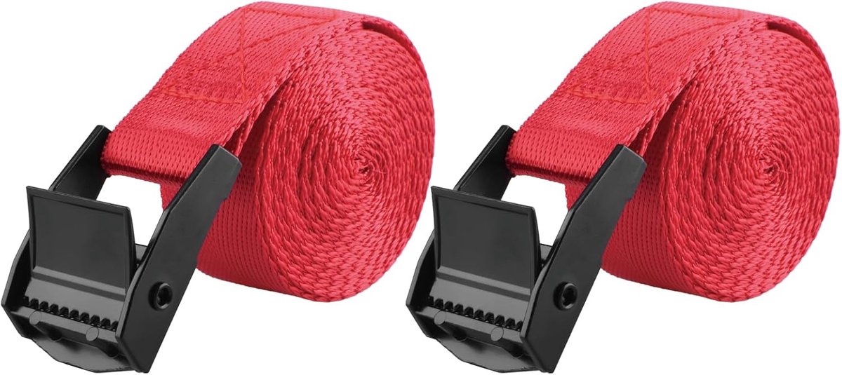 Spanriem 25 mm spanriem 2 of 4 stuks persgesp riem voor motorfiets auto bagagebevestiging (2 m, A - rood - 2 stuks)
