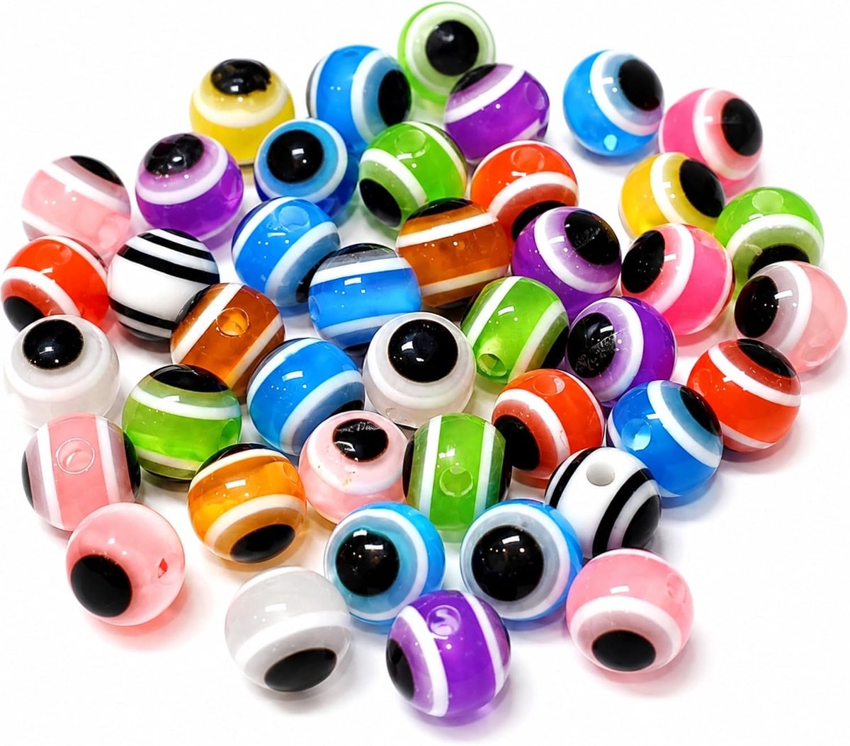 Kralen 10 mm 100 stuks boze oog rond veelkleurig kunsthars knutselkralen doe-het-zelf sieraden boze oog kralen voor armband halsketting statement sieraden