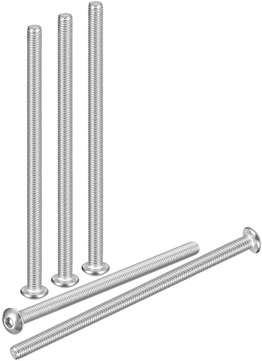 M5-0,8 x 90 mm lenskopschroeven met binnenzeskant, 5 stuks, geschikt voor racefiets, auto, motorfiets, 304 roestvrij staal, wit gelakt, zeshoekige aandrijfbevestigingen
