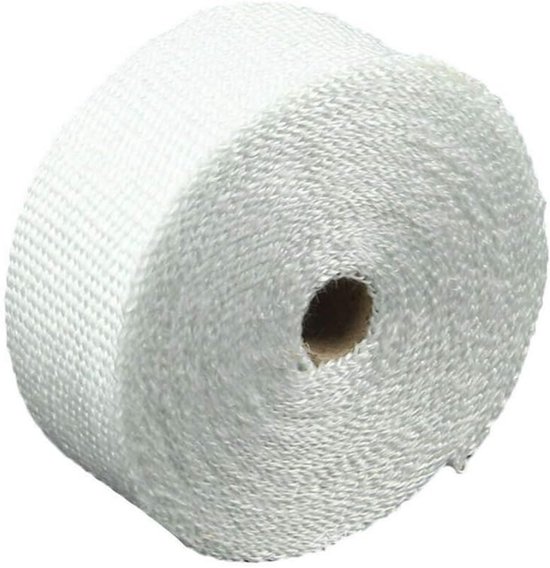 5cm x 5m Glasvezel Wit Motorfiets Thermische Band Uitlaat Tape Band Hittebeschermingsband Uitlaatpijp Isolatie Uitlaattape Uitlaatband Auto met 6 Kabelbinders — afbeelding 3
