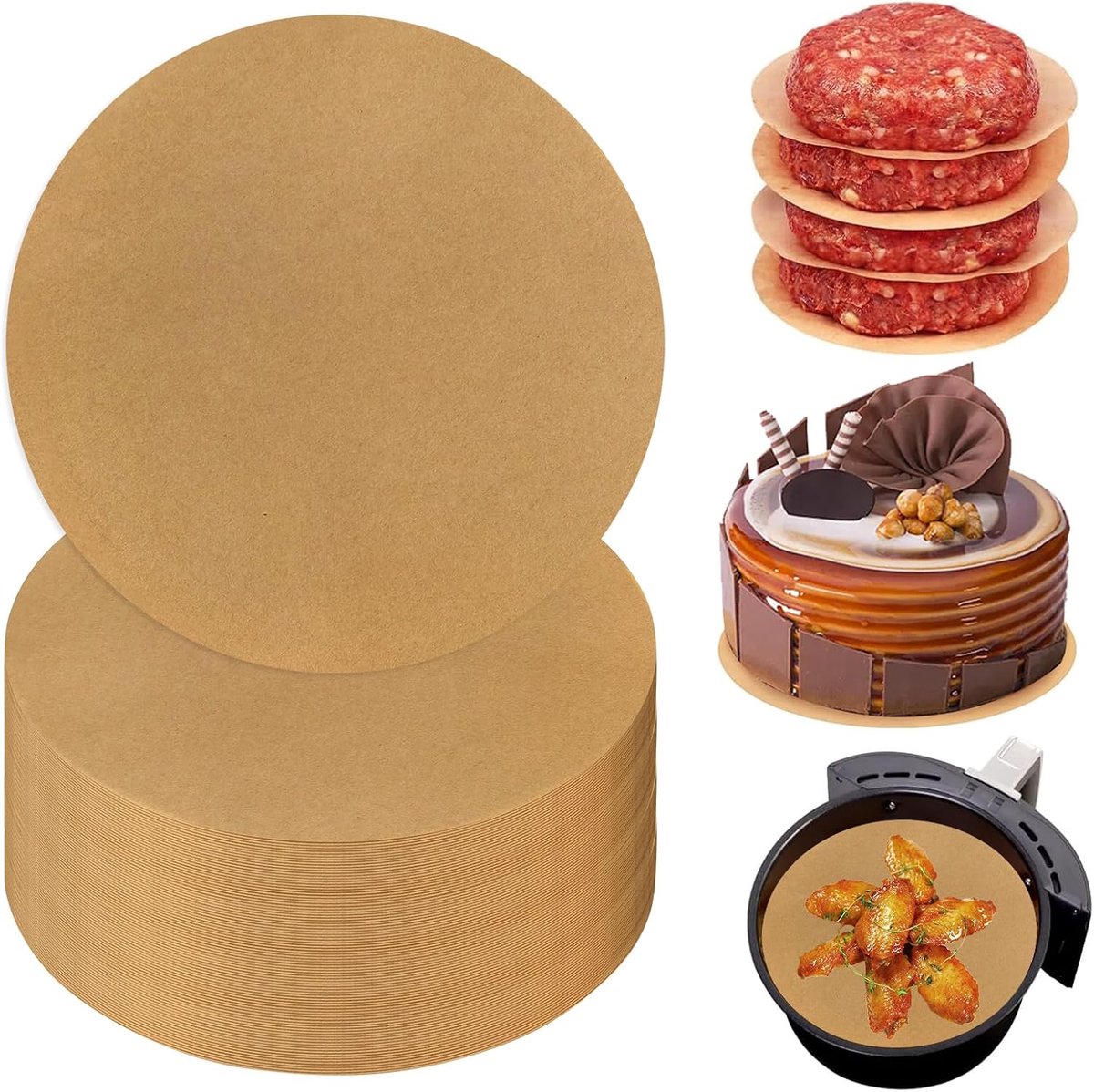 100 Ronde Perkamentpapieren Vellen 20Cm Hittebestendig Voor Airfryer | Antiaanbakpapier Voor Oven, Grill, Braadpan En Heteluchtfriteuse Koken