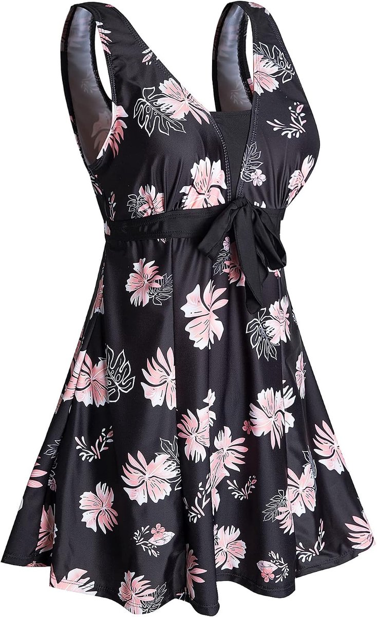 Badpak voor dames, uit 1 stuk, buikcontrole, figuurvormend, grote maat, push-up, gevoerd, elegant