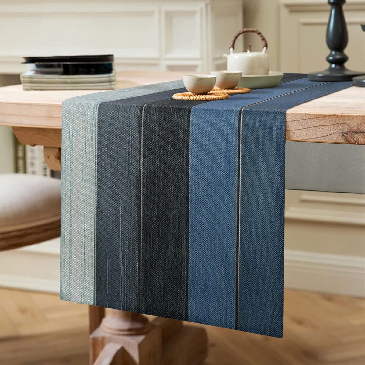 Tafelloper voor landhuis, wasbaar, modern, decoratie voor binnen en buiten, vakantie, feest, woonkamer, houtnerf, tafelloper, herfst, verjaardag