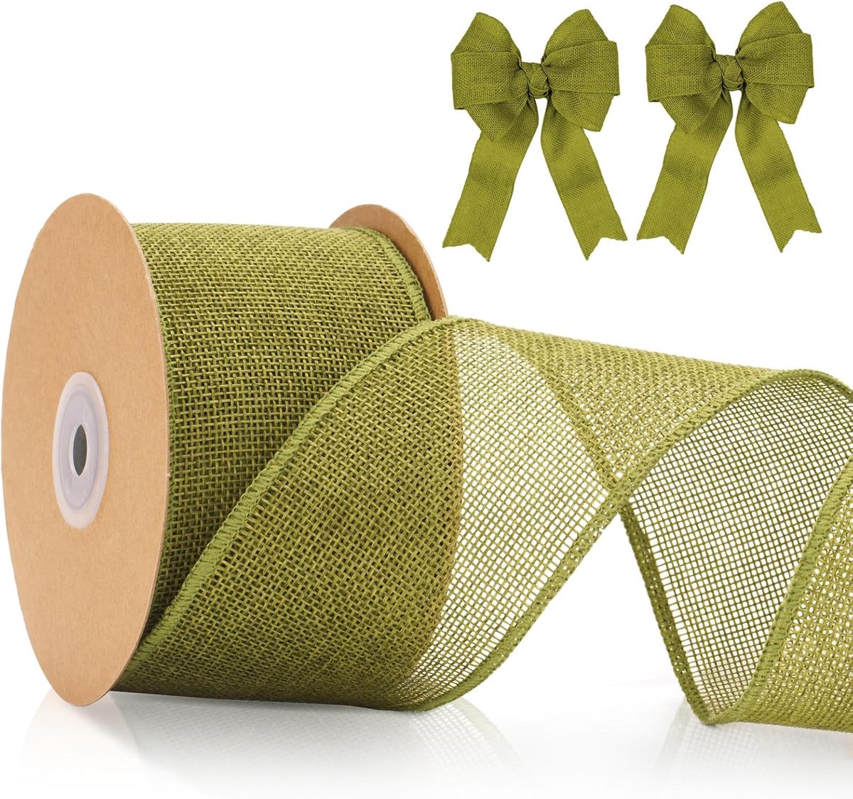 jijAcraft 6 cm jute lint met draad, saliegroen: breed cadeaulint voor strikken, 10 m lint om te knutselen, jute decoratief lint voor krans, cadeau