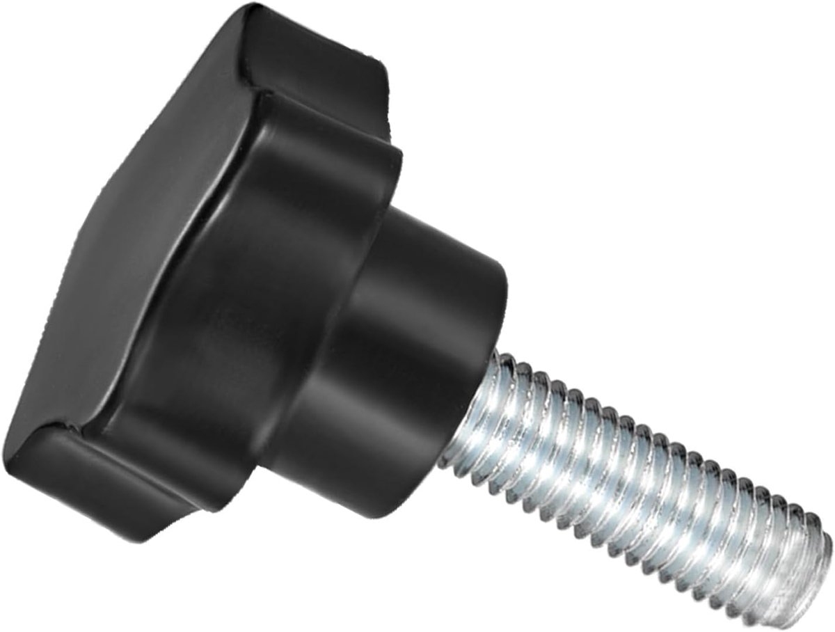terminals knoppen M12 x 37 mm buitendraad 48 mm kop plastic duim schroef handvat hand knoppen schroefdraad bouten zwart - (toepassingen: voor draaimachine) 1 stuk
