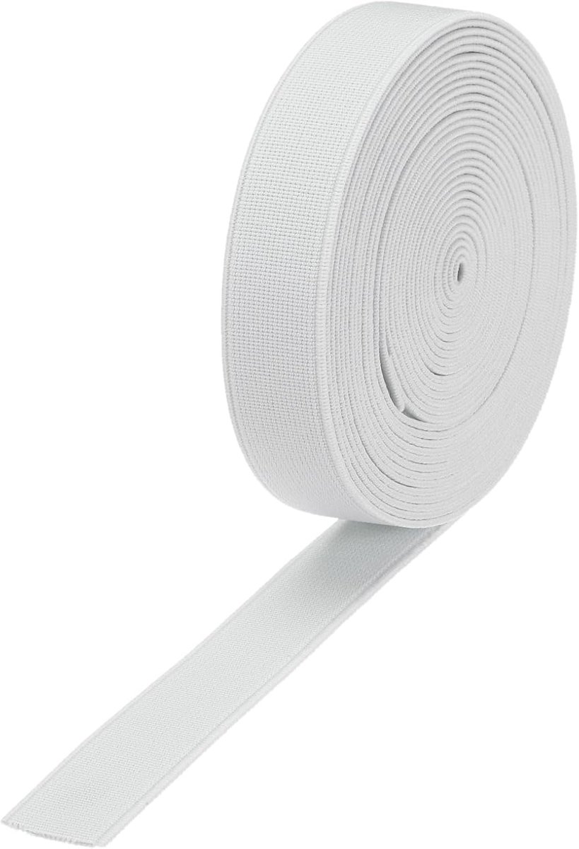 Elastische banden om te naaien, 2 cm, wit, elastische spoel met hoge elasticiteit voor pruiken, riemen, broeken